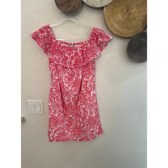 Tommy Bahama Dresses & Skirts - Tommy Bahama women's pink and white patterned off-the-shoulder dress size S NWT